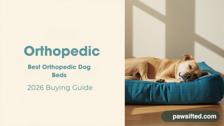 Senior dog sleeping on an orthopedic memory foam dog bed